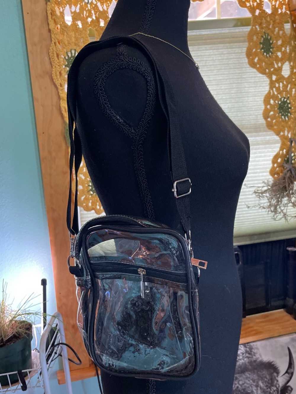 Clear  Crossbody Bag with Black Trim